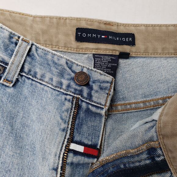 Vintage Tommy Hilfiger Jeans Mens 34x30 Blue Relaxed Fit Light Wash Faded Y2K - Picture 12 of 16